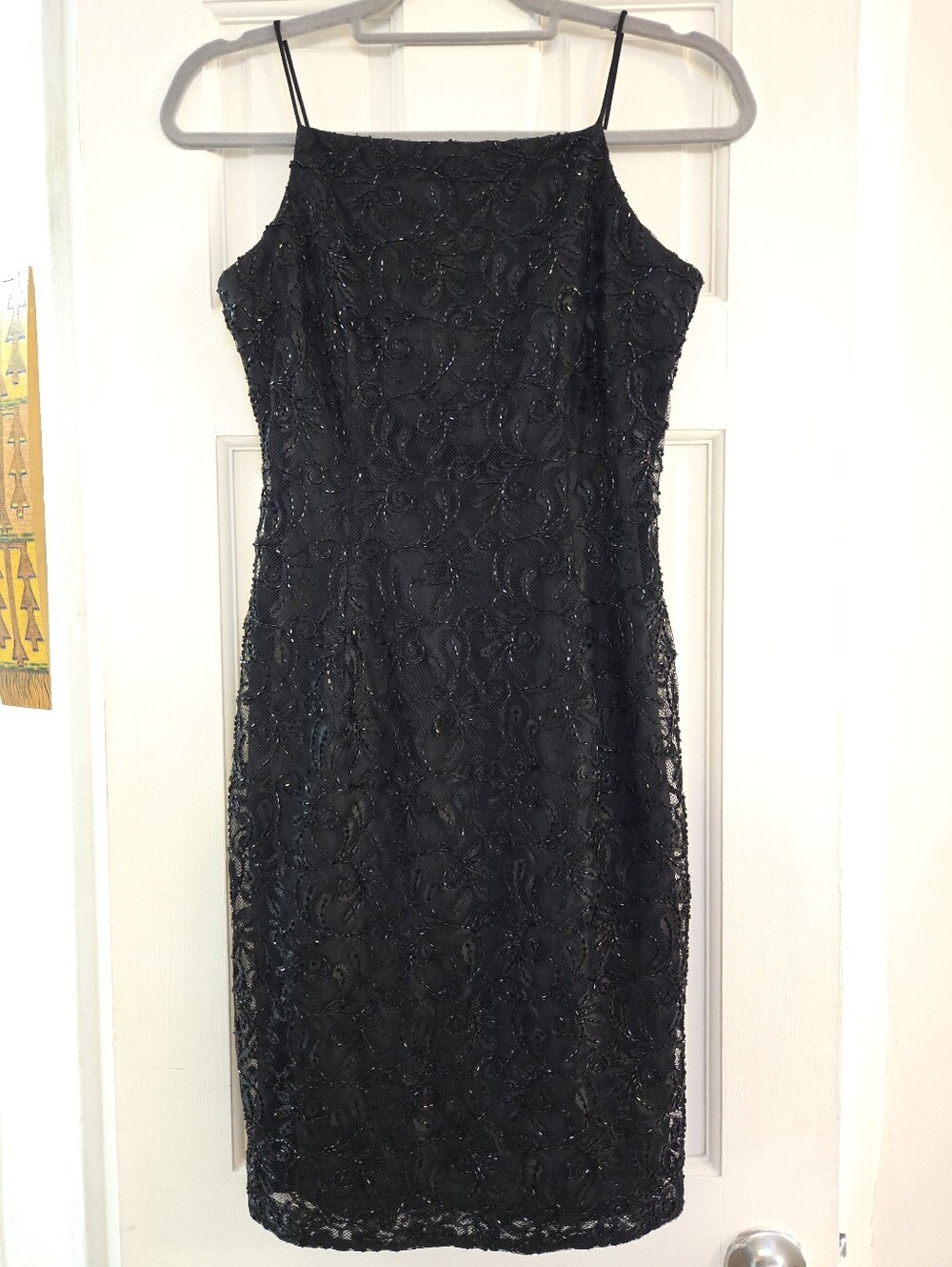 Vintage Marina Bresler Beaded Little Black Dress Sleeveless Cocktail Formal 6
